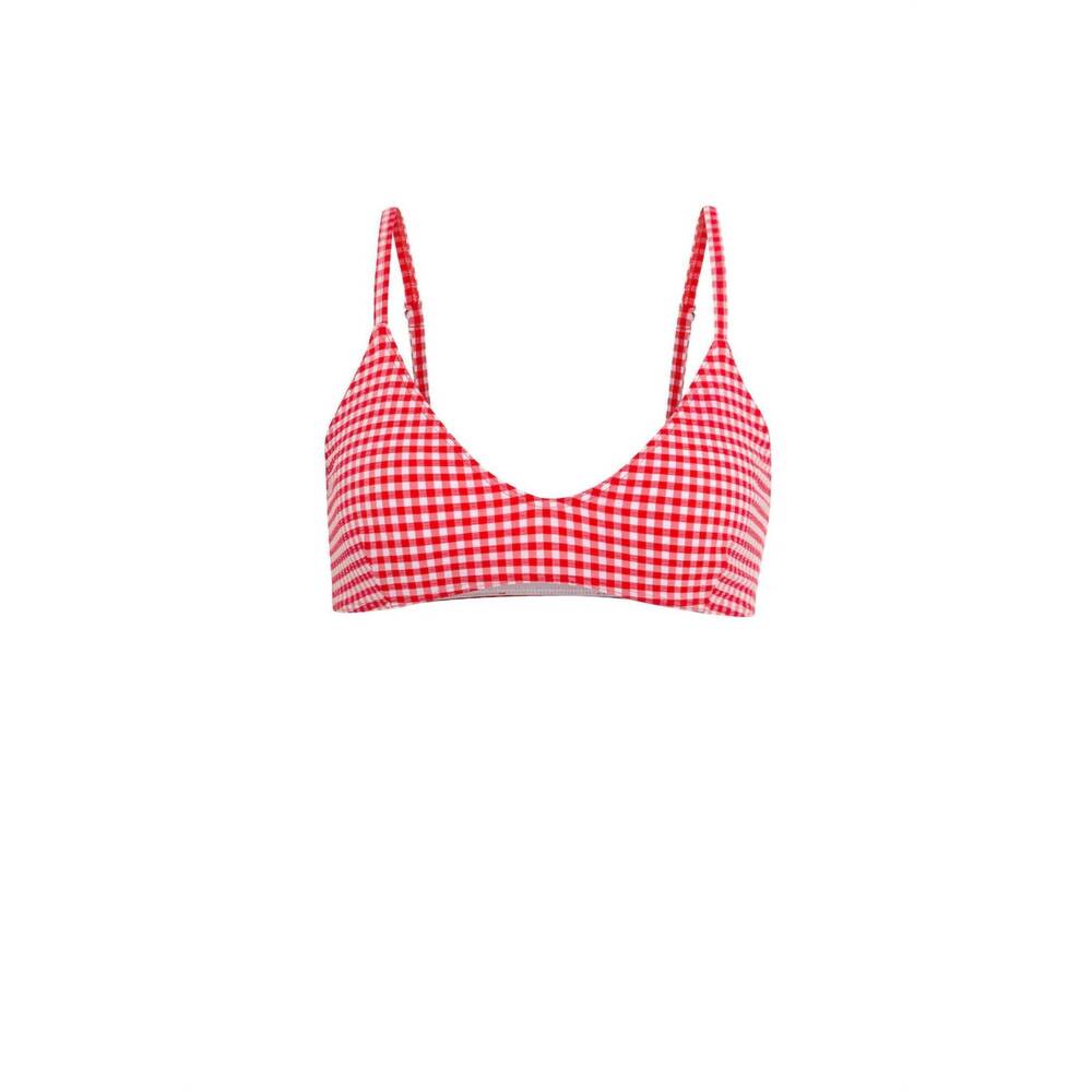 NEW EM ON HOLIDAY women's gingham bikini set swimsuit in red/beige